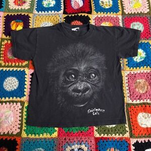 Rainforest Cafe Kids Gorilla Graphic T-Shirt Faded Black Short Sleeve Tee